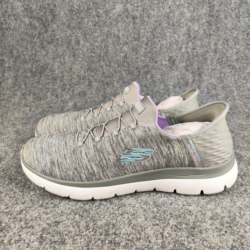 Skechers Slip-Ins Shoes Womens Size 12 Gray Knit Walking Sneakers 149937